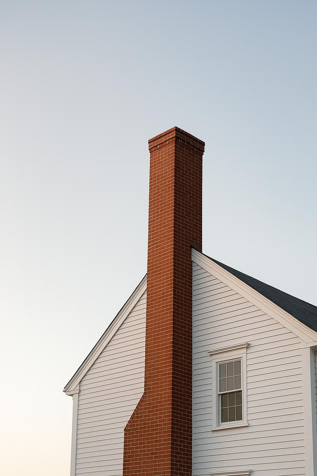 Brick chimney on a colonial house (illustration)